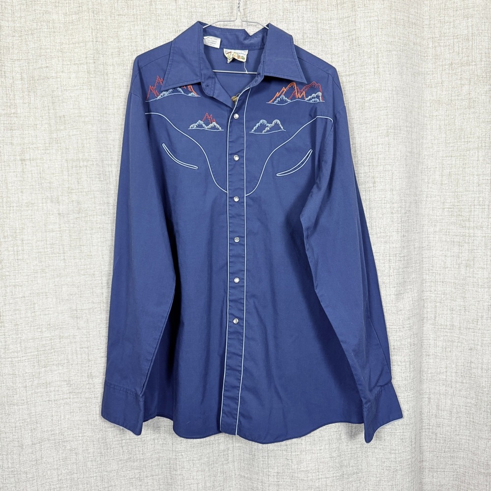 Vtg Rocking K Ranchwear Western Shirt XL Pearl Snap Embroidered Rodeo Cowboy